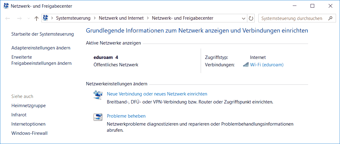 Netzwerk- und Freigabecenter