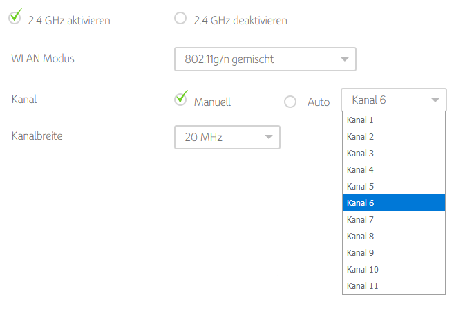 WLAN-Kanal auswählen