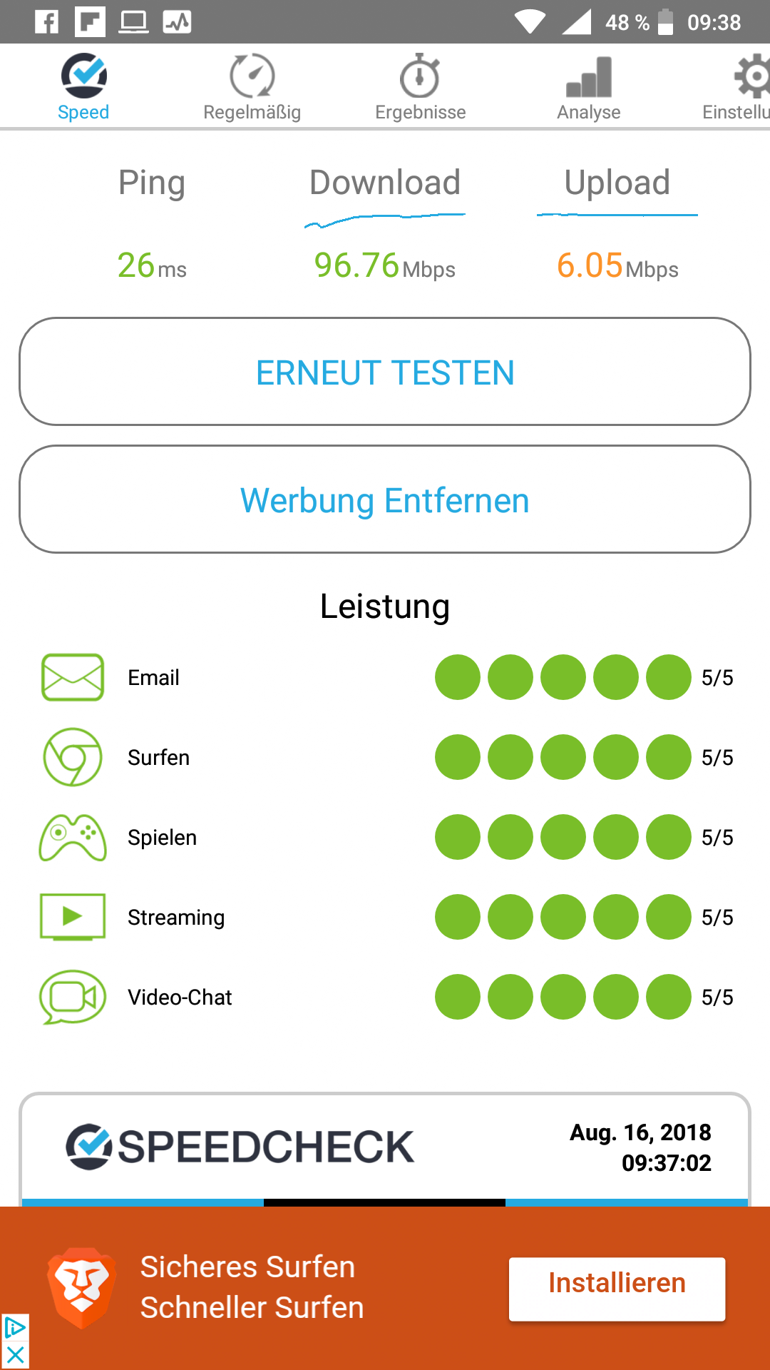 Speedtest Tenda MW3