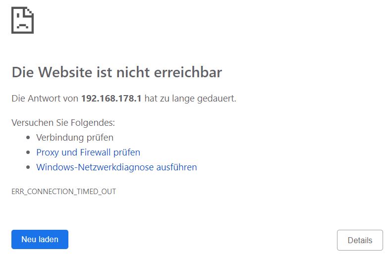 Website wird nicht angezeigt